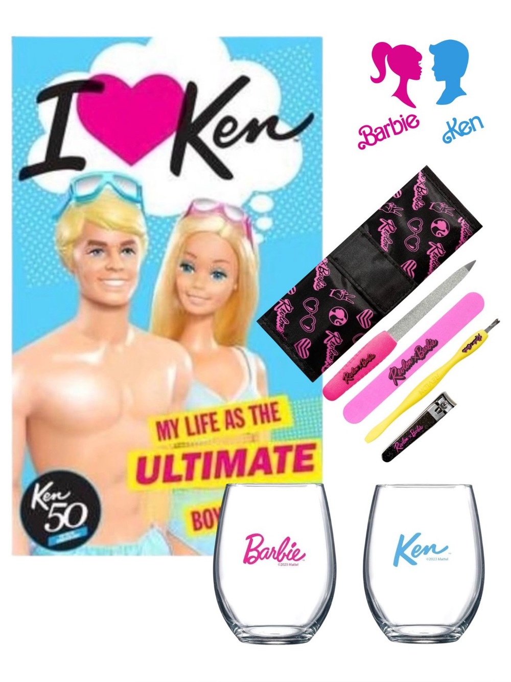 Barbie & Ken “Cozy Night In” Manicure Set, Book & Wine Glasses Bundle